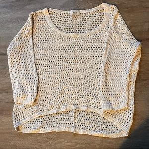 Aritzia Babaton Crochet Knit Sweater Open Weave Cream  Y2K style